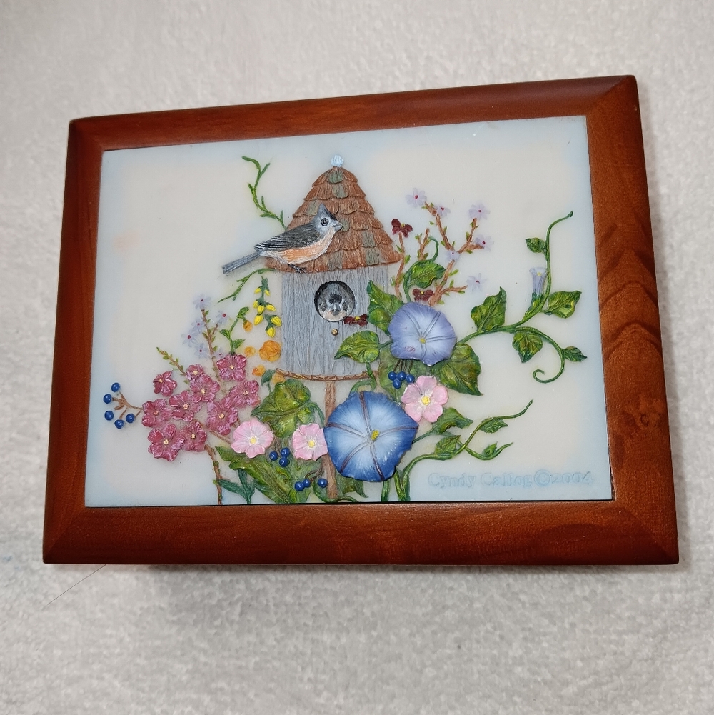 Floral Birdhouse Musical Jewelry Box